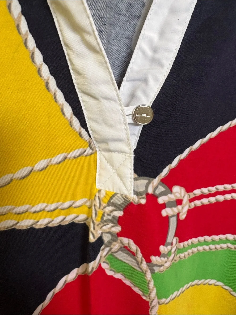 Vintage Ralph Lauren Active Multicolor Rope-Panel Polo Shirt - Picture 3 of 5